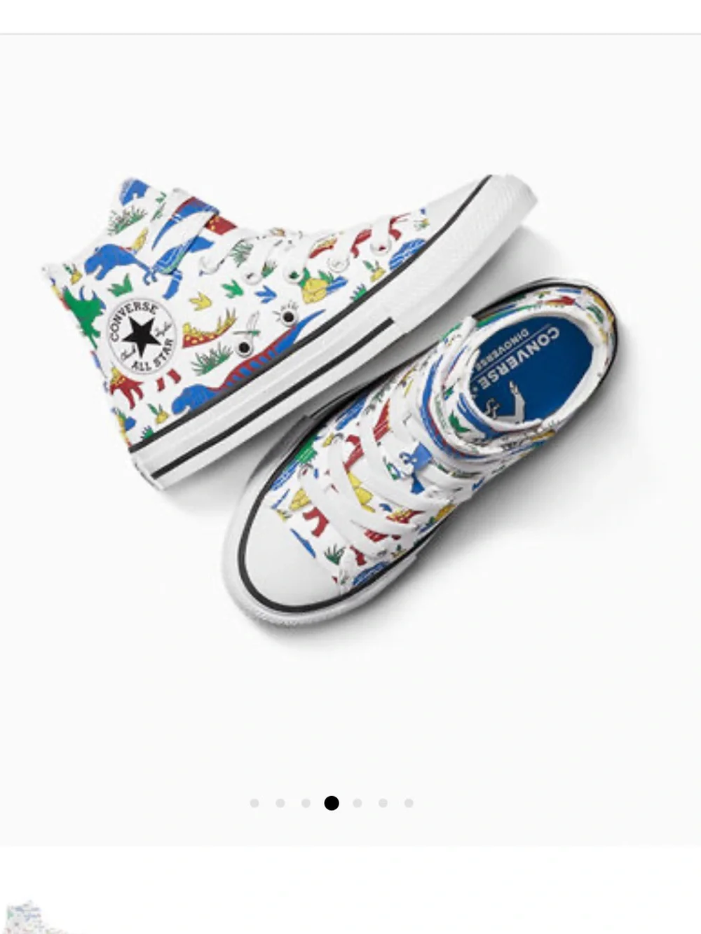 NWOT Converse Kids White High-Top Sneakers with Multicolor Dino Print